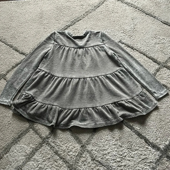 Anthropologie Saturday Sunday Grey Burnout Ruffle Tiered Tunic boxy XS - Picture 7 of 7